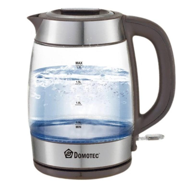 Електрочайник із підсвічуванням Domotec MS-7946 1,7 л 2200 Вт Сріблясто-чорний (9825)