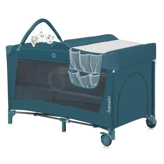 Кроватка-манеж Lionelo FLOWER Green/Turquoise - фото 1
