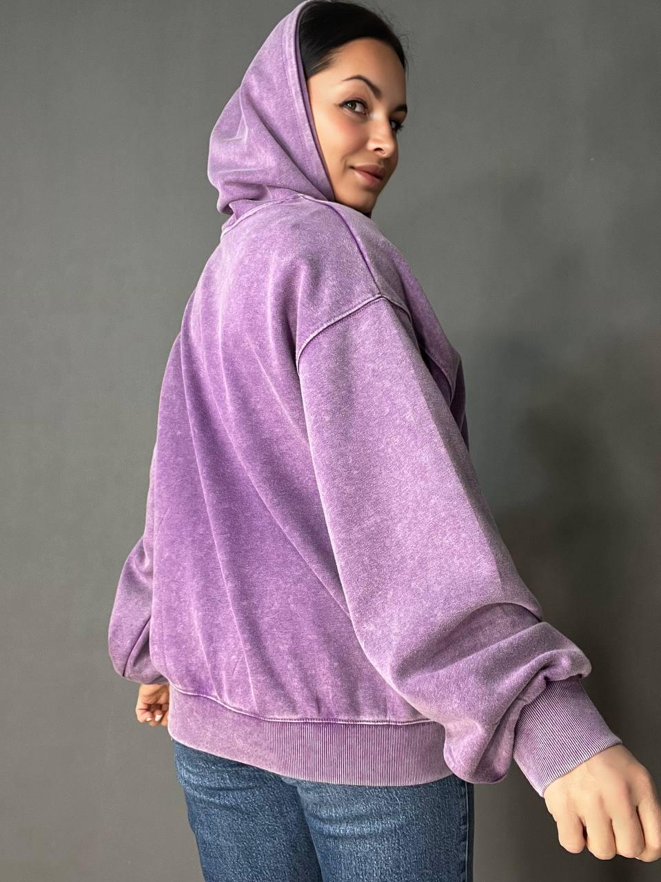 Худі жіночий A-N 25040 подовжений з капюшоном варений тай дай OS Фіолетовий (3433) - фото 2 Худі жіночий A-N 25040 подовжений з капюшоном варений тай дай OS Фіолетовий (3433) - фото 2