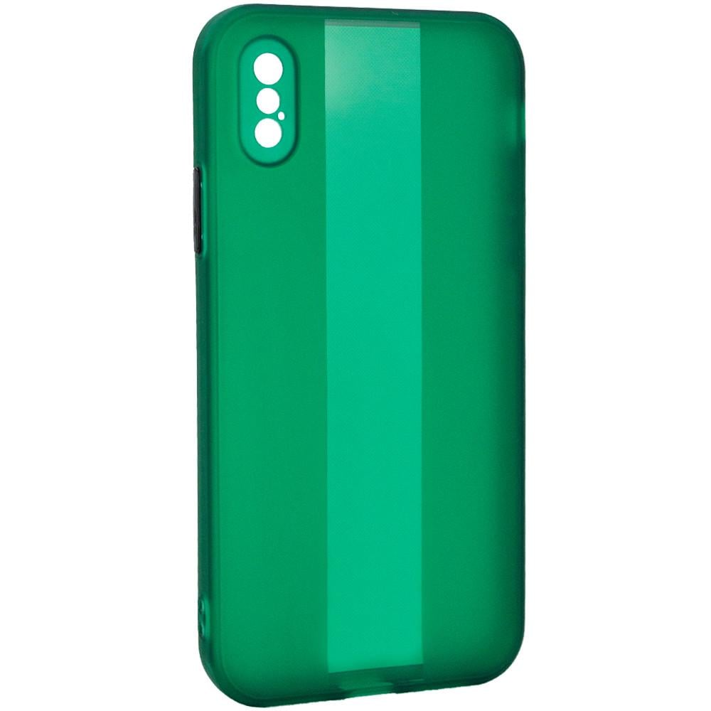 Противоударный Чехол TPU Glossy Line Full Camera для Apple iPhone X / XS (5.8")  Зеленый