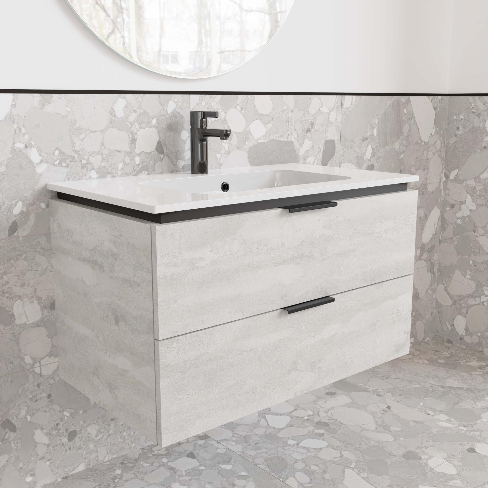 Тумба підвісна з раковиною MVK Vostok Icon 70 В2 700х450х530 мм Бетонний камінь (p270bt) - фото 2 Тумба підвісна з раковиною MVK Vostok Icon 70 В2 700х450х530 мм Бетонний камінь (p270bt) - фото 2