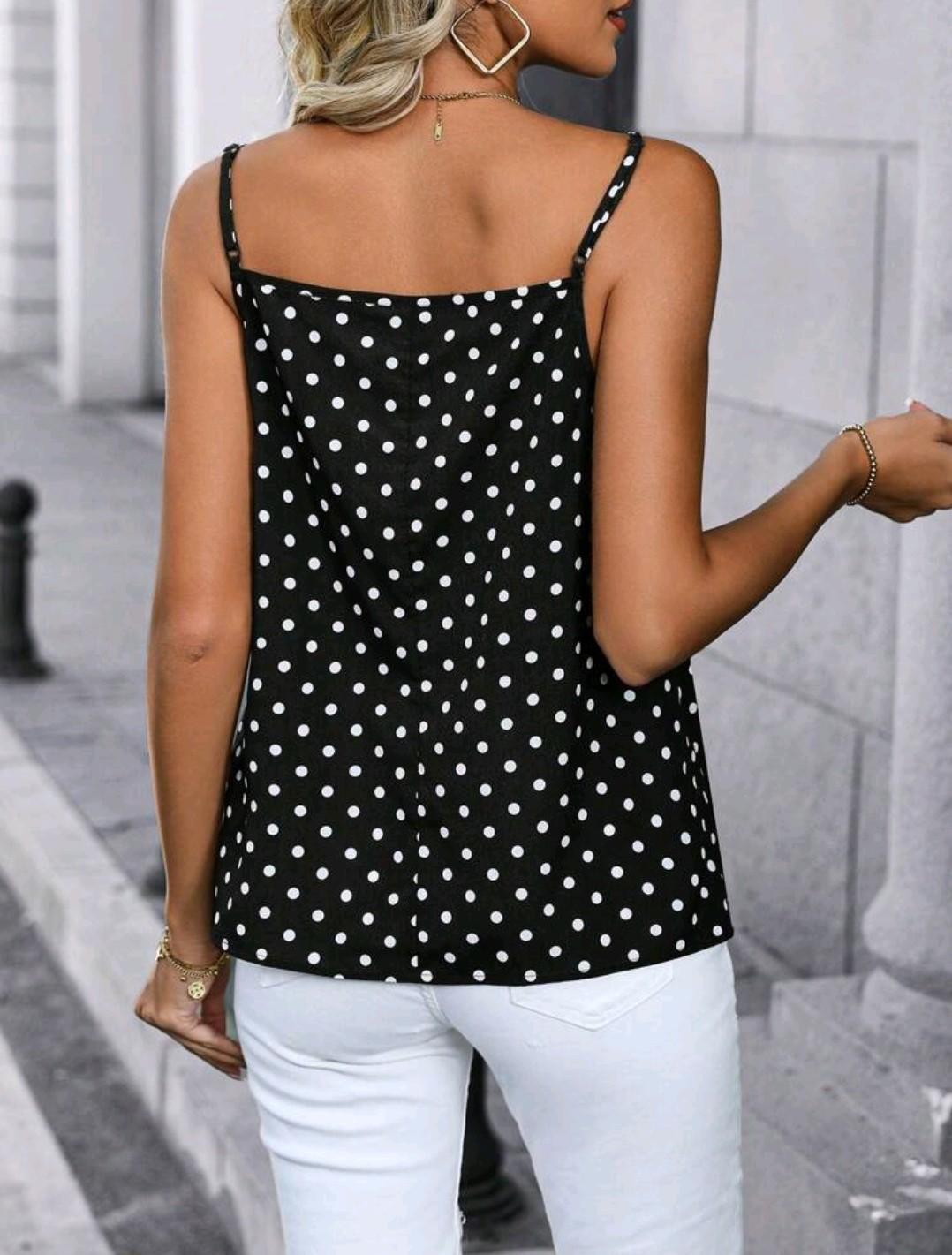 Майка женская TOP Printed M/LЧеный в белый горох (27342946) - фото 3