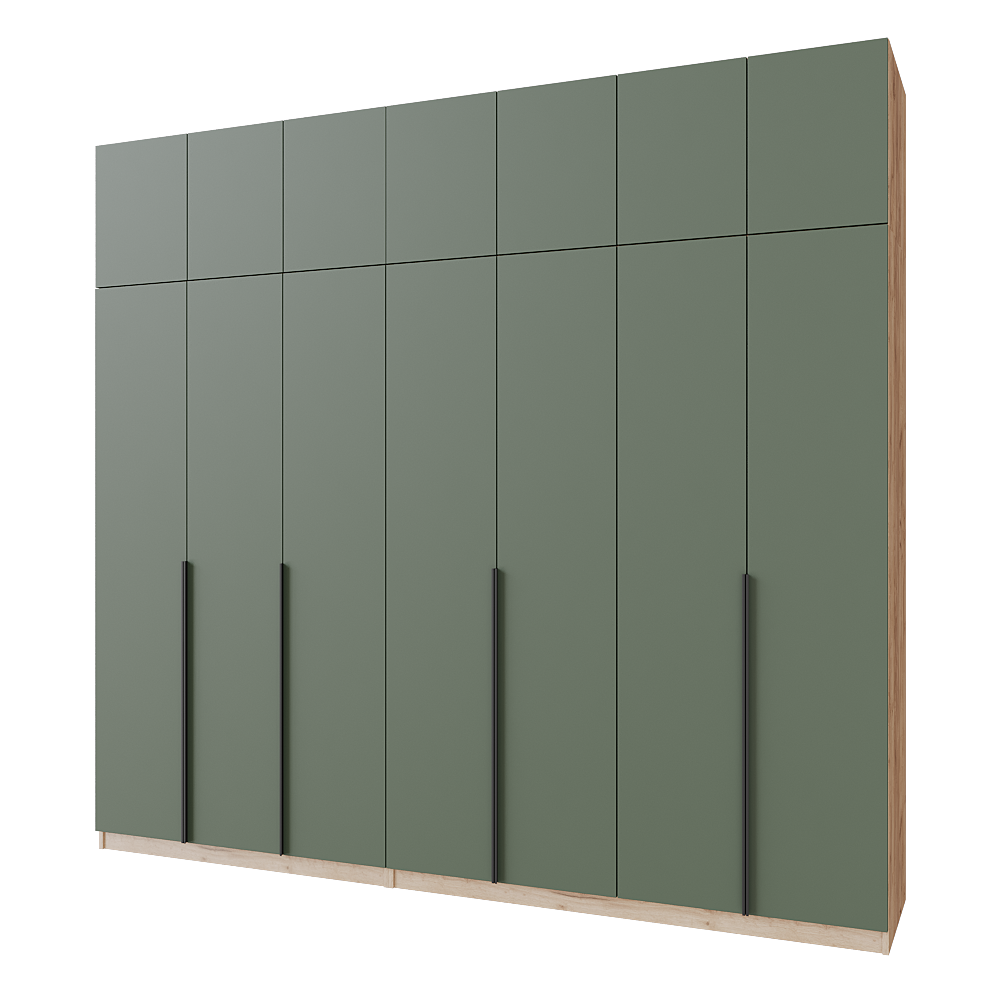 Шкаф распашной с тумбой и антресолью Меблітренд Чиназес Чита-2800.4 2800х500х2450 мм Дуб крафт золотой/Зеленый дымчатый (27552846)