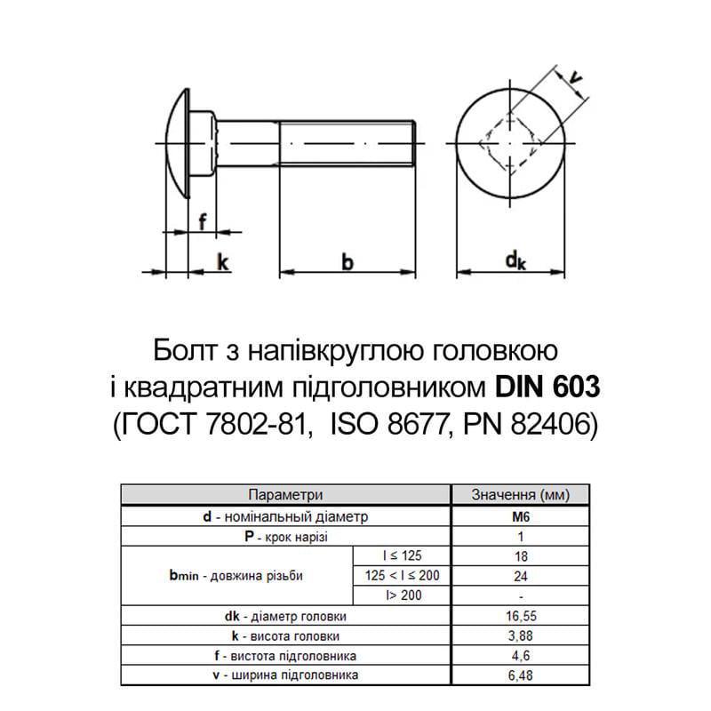 Болт Metalvis DIN603 полукруглая головка/квадратный подголовник М6х100 4.8 цинк белый частичная резьба 18 мм 200 шт. (5V22000005V260A020) - фото 2