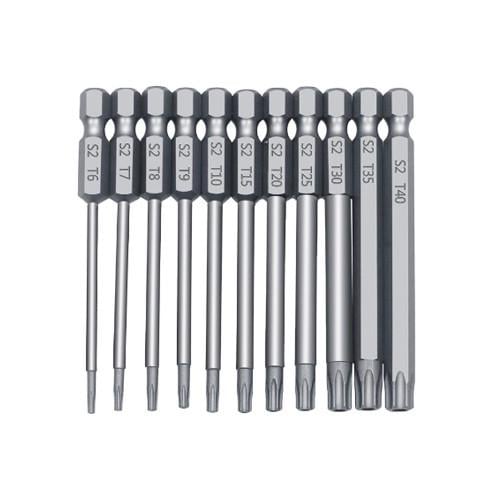 Набор бит с отверстием Torx Т6-Т40 6-гранные магнитные сталь 75 мм 11 шт. (439243)