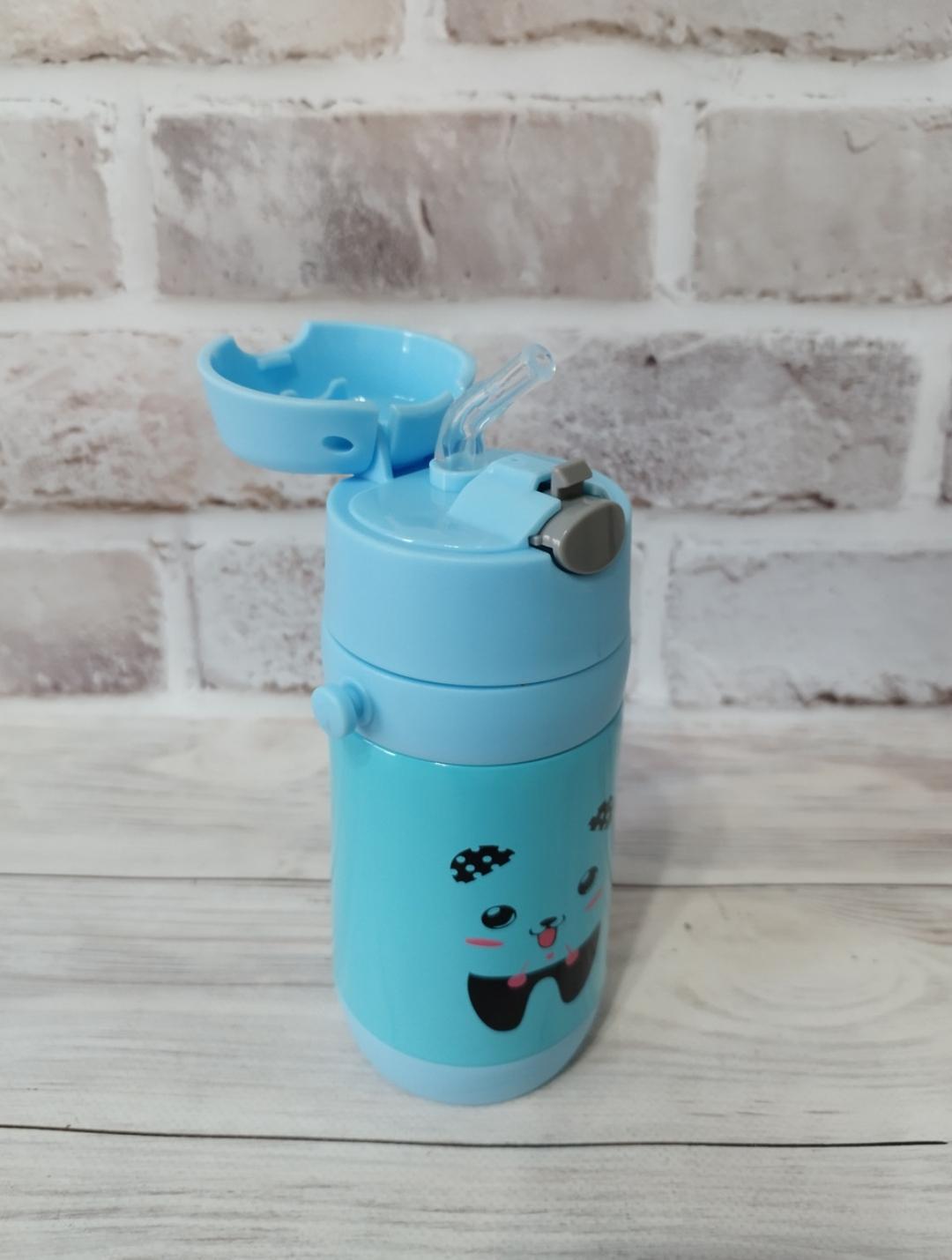 Термос дитячий Stenson з трубочкою нержавіюча сталь 280 мл Блакитний (17997359) - фото 2