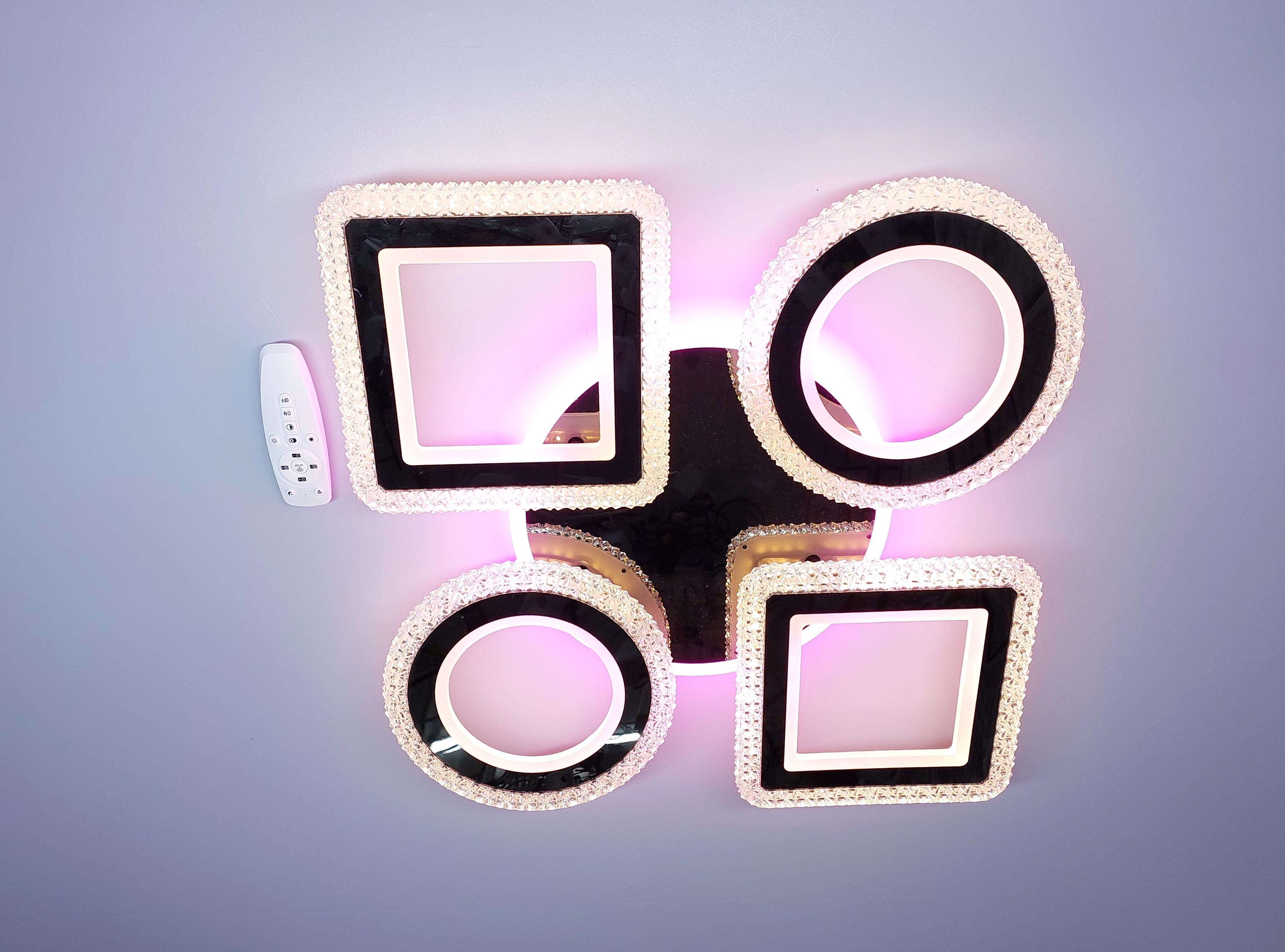 Люстра светодиодная и пультом 87/4 BK+RGB с подсветкой 180/28W Черный (18205263)