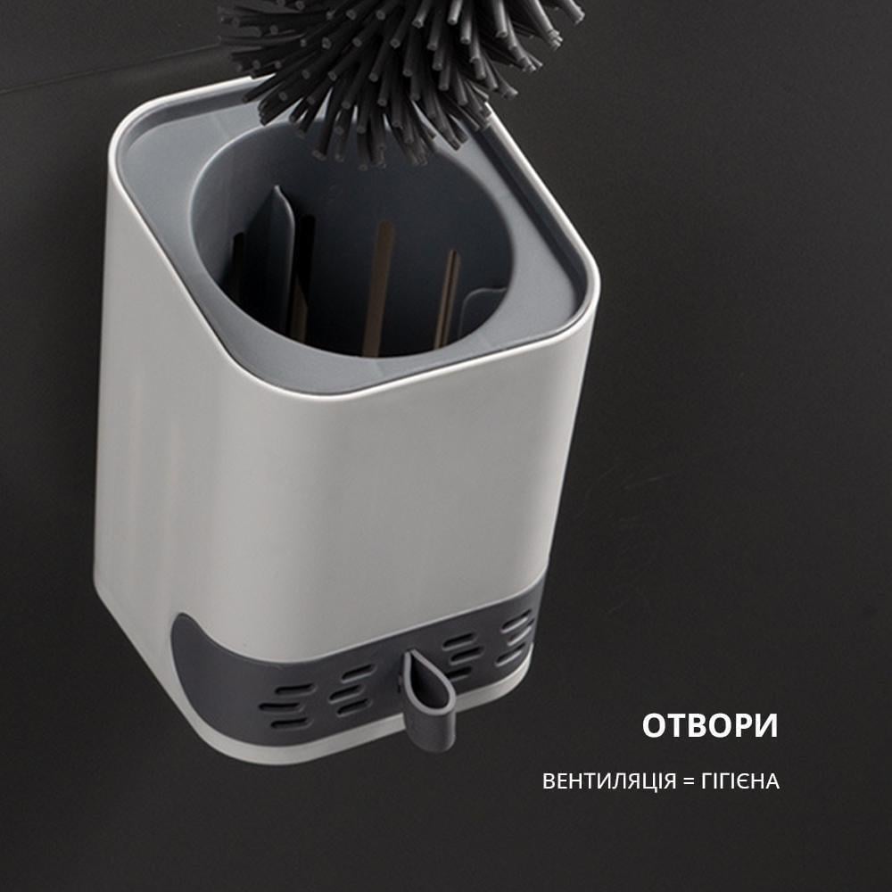 Ершик для унитаза силиконовый с креплением на стену Белый (19140924) - фото 7