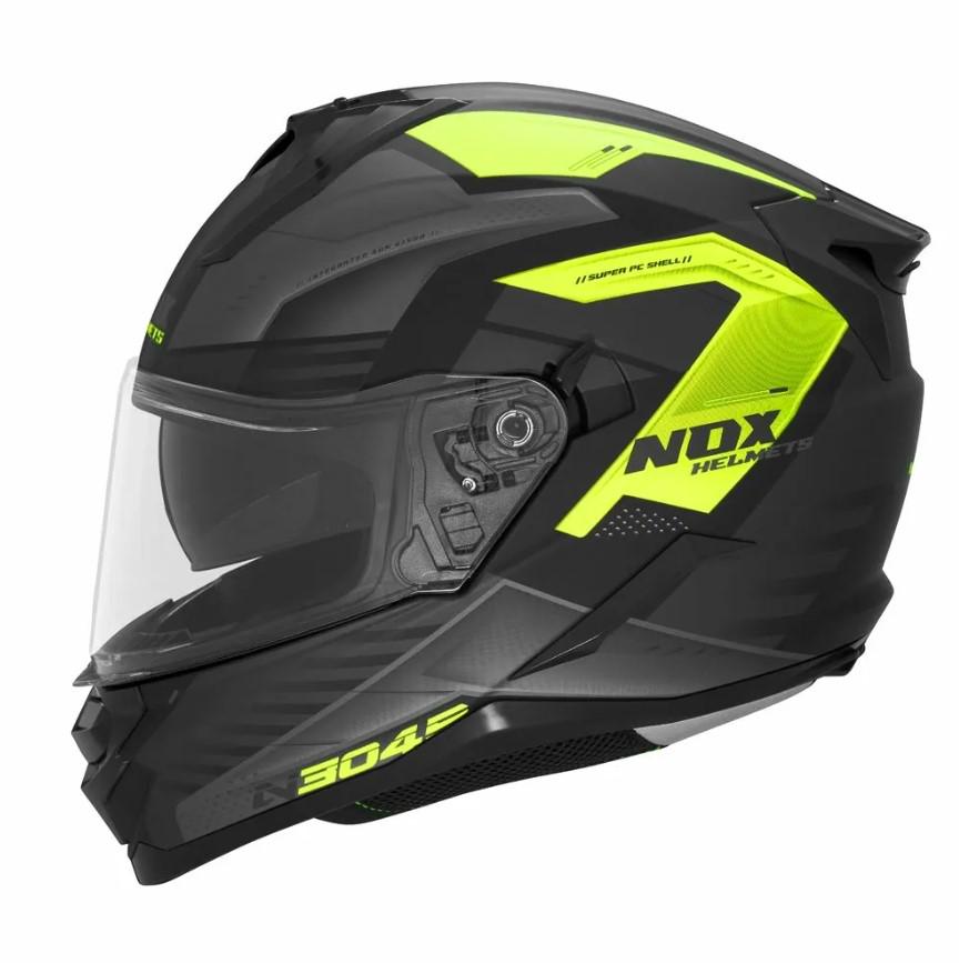 Мотошлем NOX N304S Carver M Matt Black/Fluo Yellow (38851)