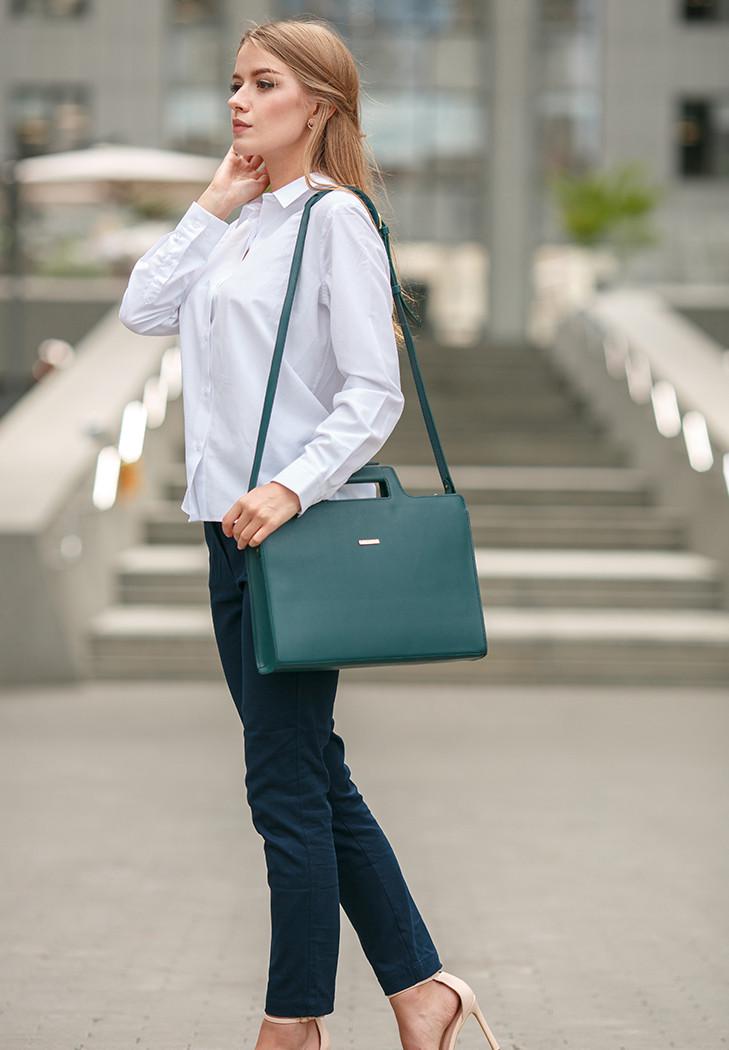 Женская сумка кожаная для ноутбука и документов Зеленый (A-026700) - фото 8
