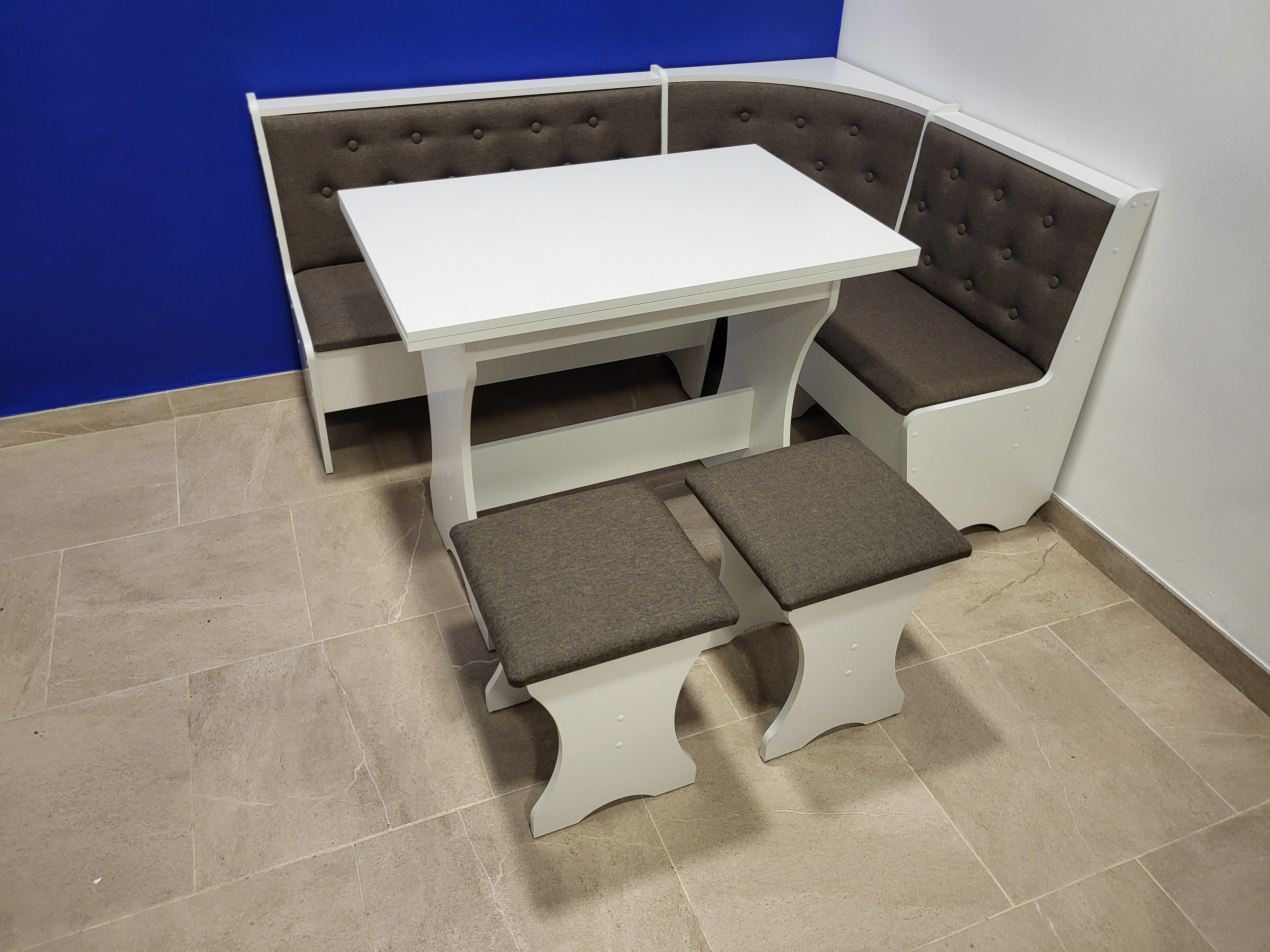 Кухонный уголок со столом и 2 табурета Mebel-Service 113,5х153,5 см Durando 3 dark/Белый (KSTT-TDT-B) Кухонный уголок со столом и 2 табурета Mebel-Service 113,5х153,5 см Durando 3 dark/Белый (KSTT-TDT-B)