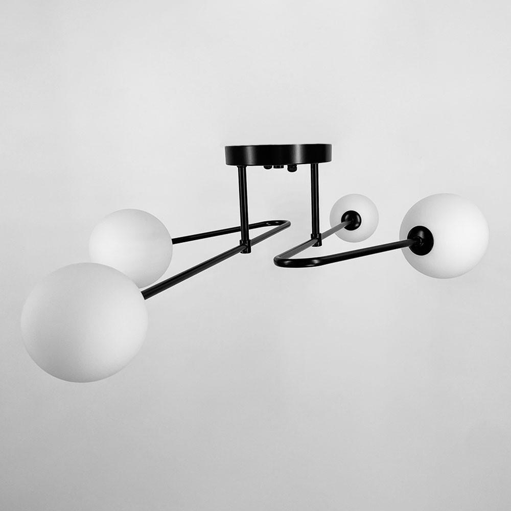 Люстра стельова з вигнутими ріжками на 4 лампи Чорний (YQ 317/4 BK+WT) - фото 3