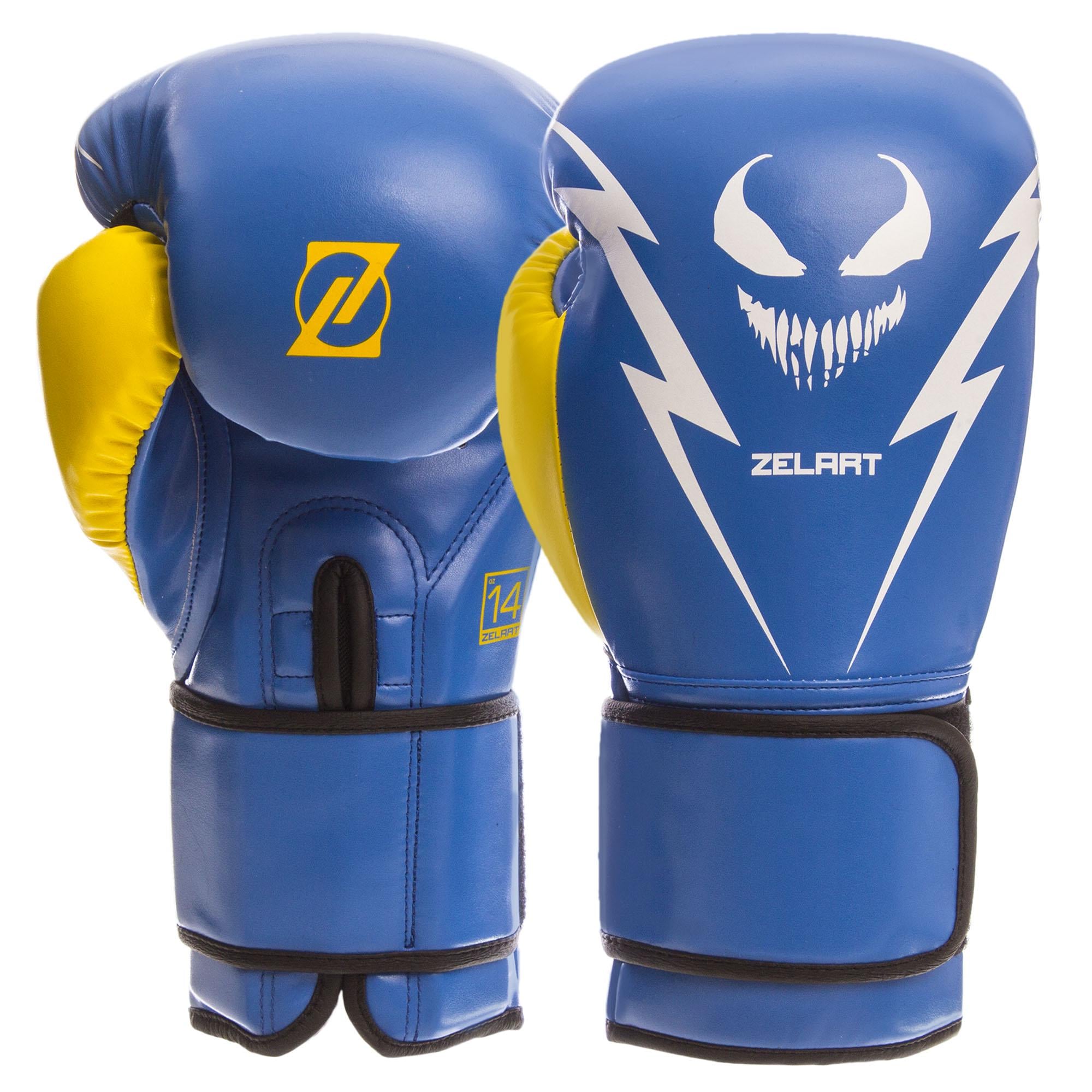 Перчатки боксерские Zelart Pro 12oz Синий желтый (BO-1420_Синий-желтый_12_унции)