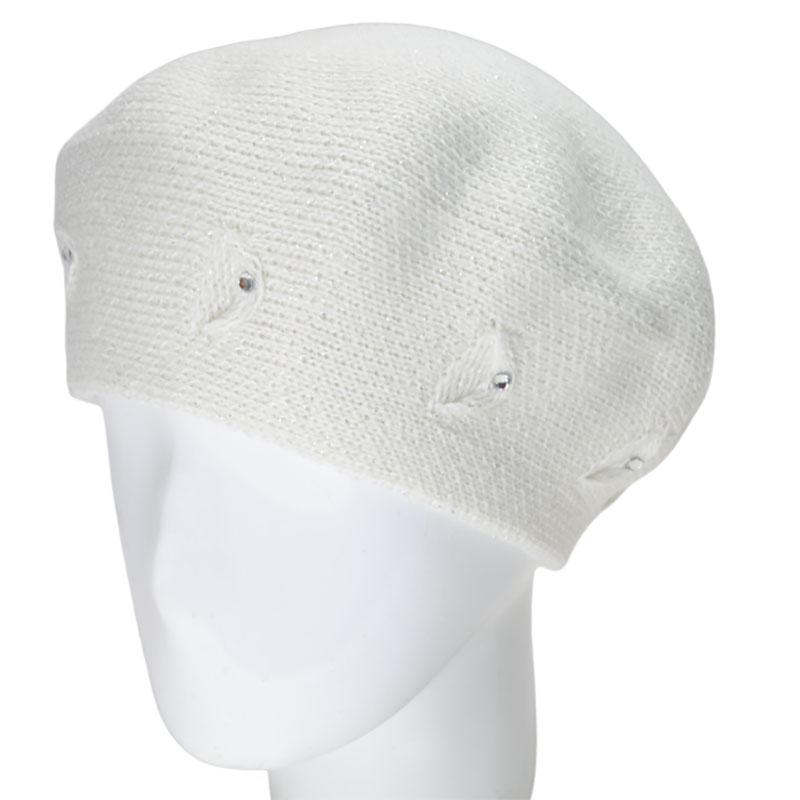 Берет женский Lirus Мариса двойной полушерстяной с люрексовой нитью Молочный (119025)