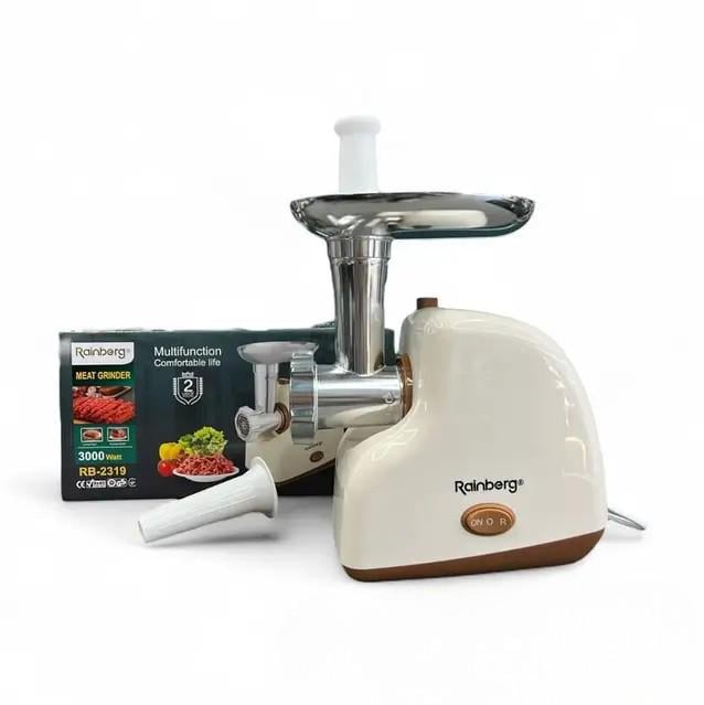 М'ясорубка електрична Rainberg RB-2319 3000 Вт з реверсом Молочний (ML-05081)