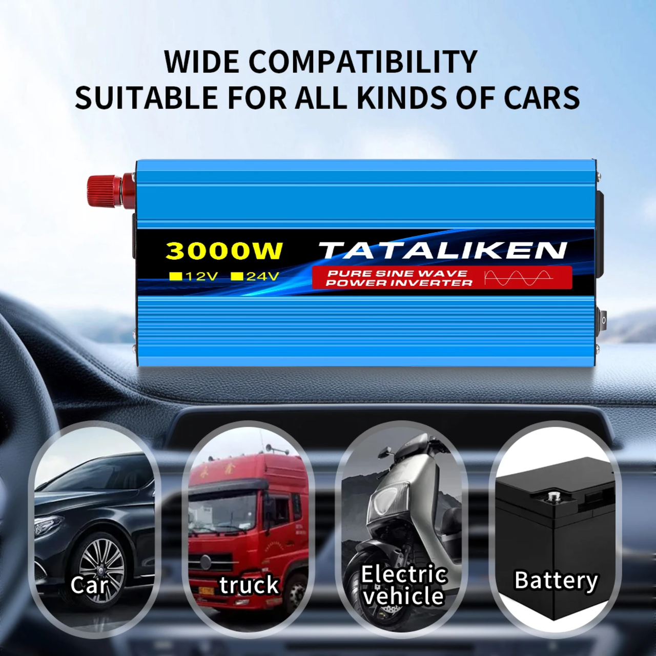 Инвертор с чистой синусоидой Tataliken 4000 Вт Pure Sine Wave 12/220 В с правильной синусоидой (2831047719) - фото 6 Инвертор с чистой синусоидой Tataliken 4000 Вт Pure Sine Wave 12/220 В с правильной синусоидой (2831047719) - фото 6