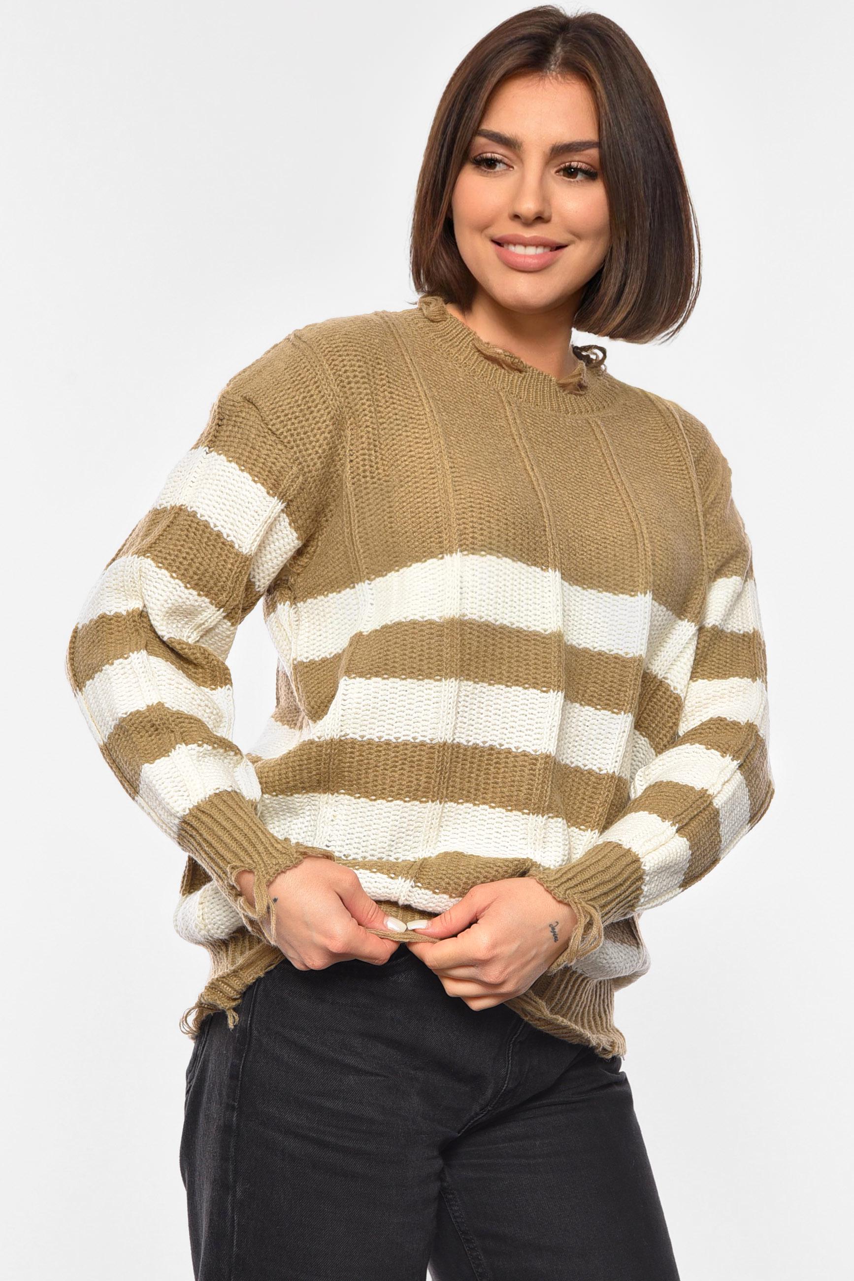 Свитер женский полубатальный XL-2XL Бежевый (192565) - фото 2