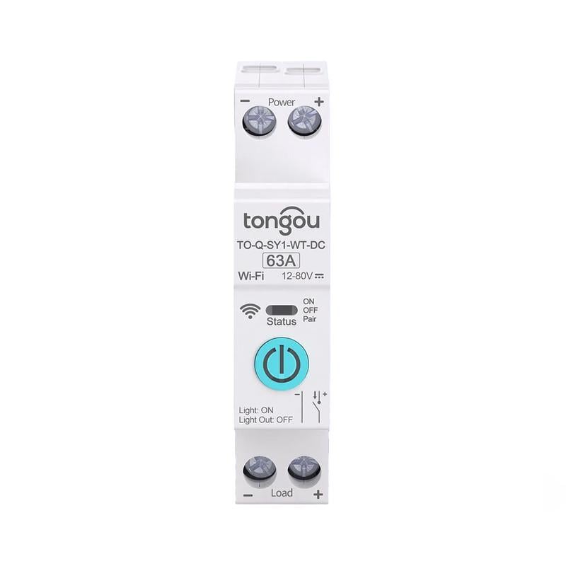 Умный WiFi выключатель Tongou только таймер 1P+N 63A DC 12-80V Smart Life/Tuya (TO-Q-SY1-WT-DC)