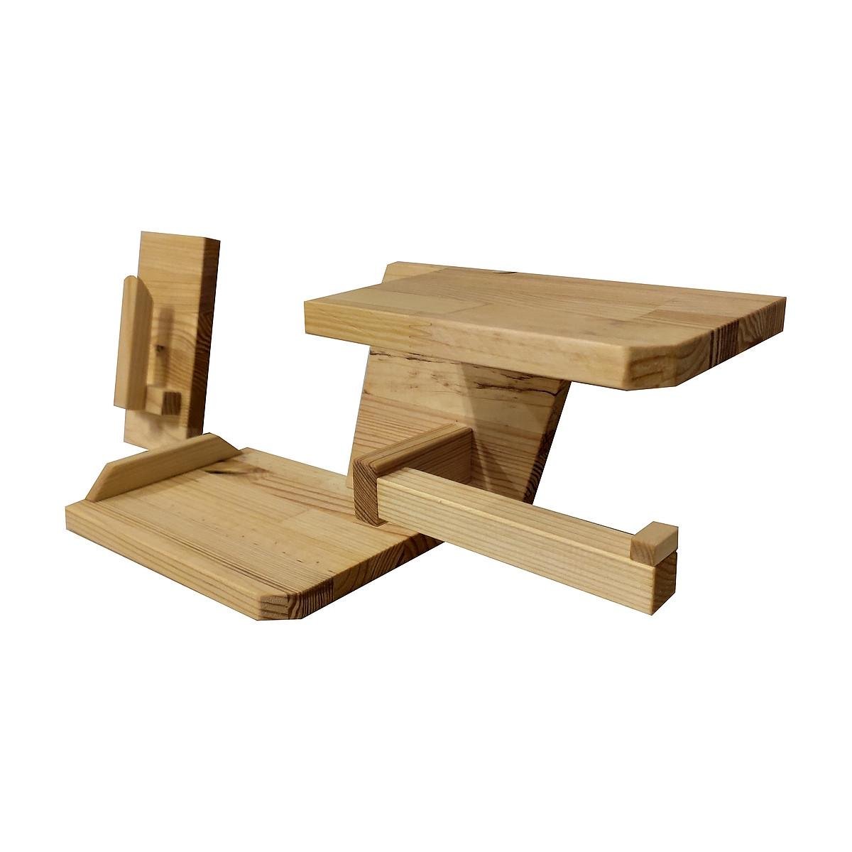 Держатель для туалетной бумаги с полочкой деревянная (2088465289)