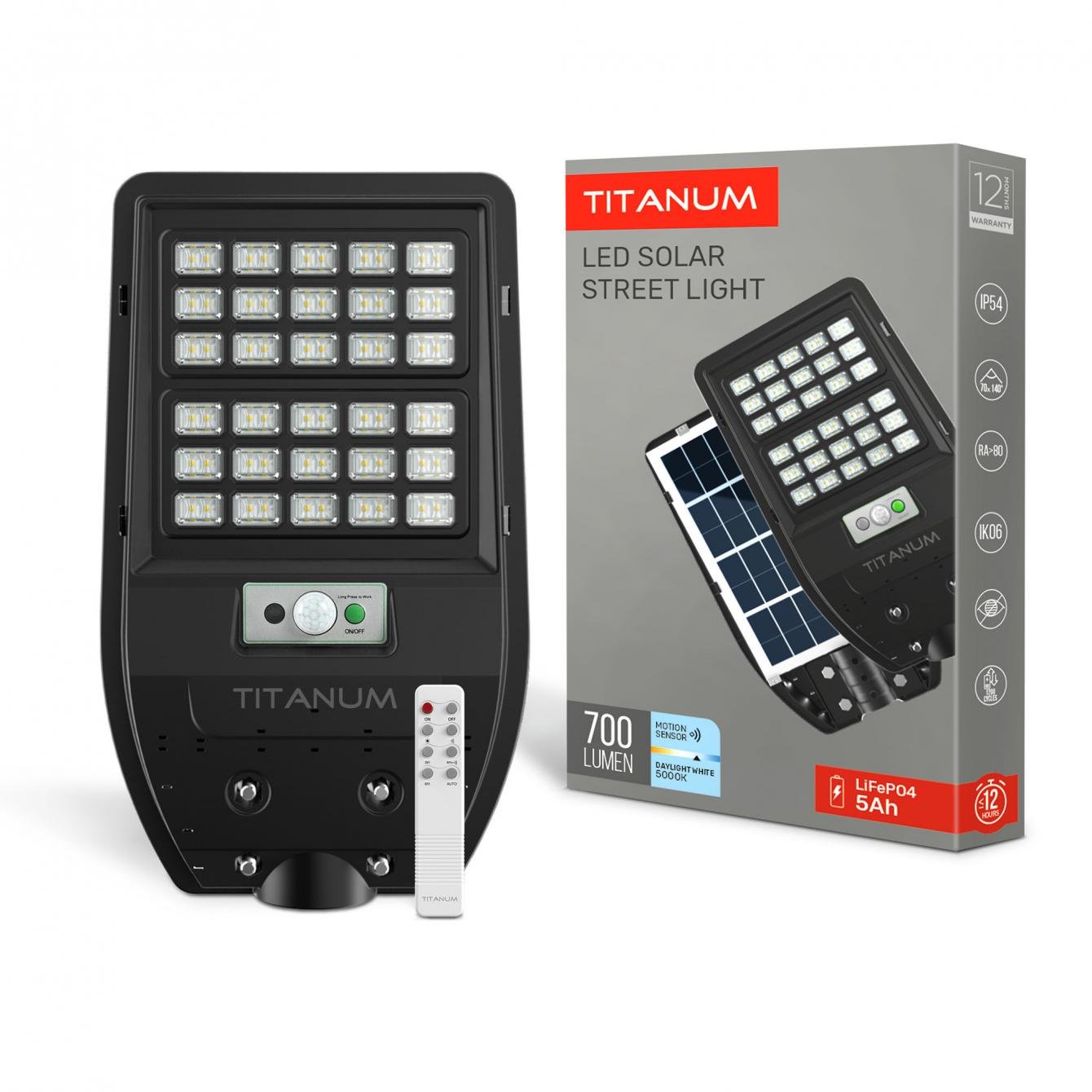 Светильник на солнечной батарее TITANUM сенсорный IP54 700 Lm 5000K (TL-SLSO-105-S)