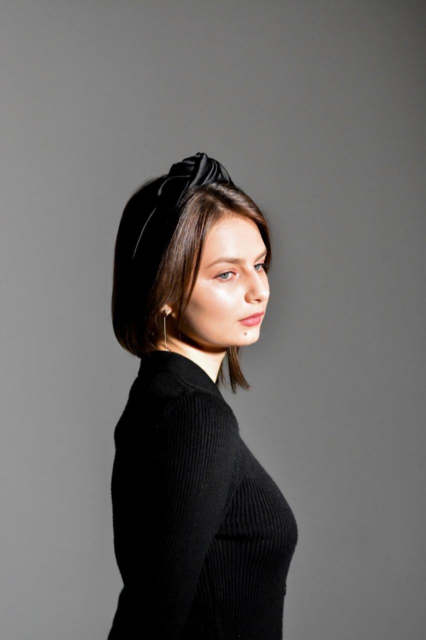 Обруч для волос MyScarf с узлом вверху атлас и сеткой one size Черный (11439130)