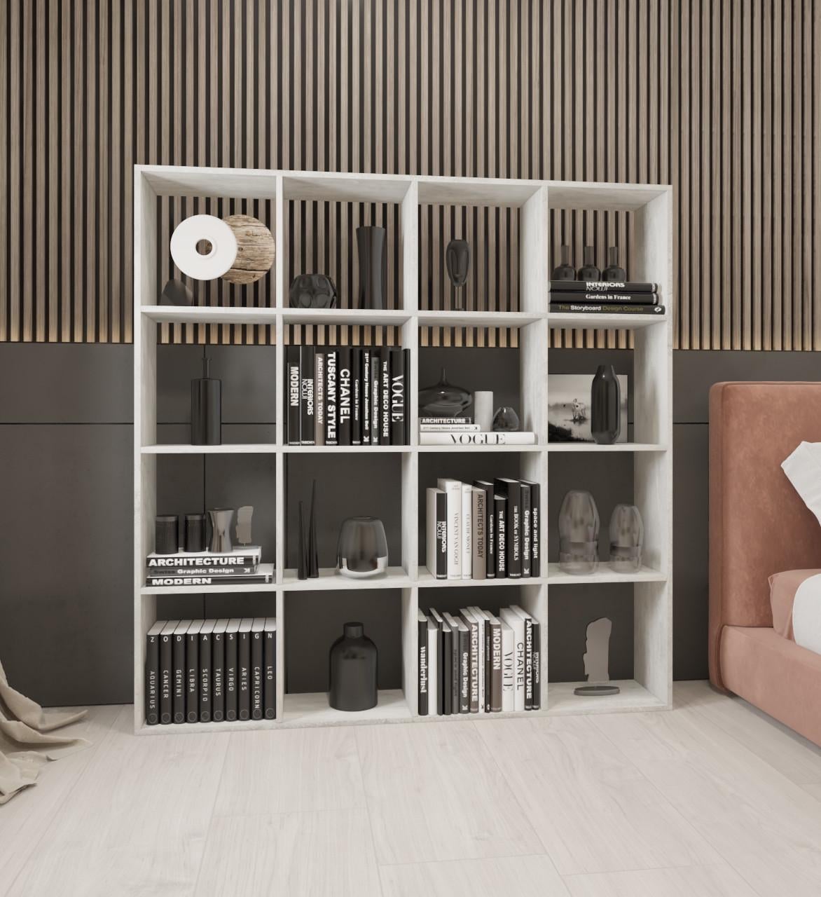 Стеллаж для книг и декора на 16 ячеек GP-11 1424х230х1430 мм Бетон