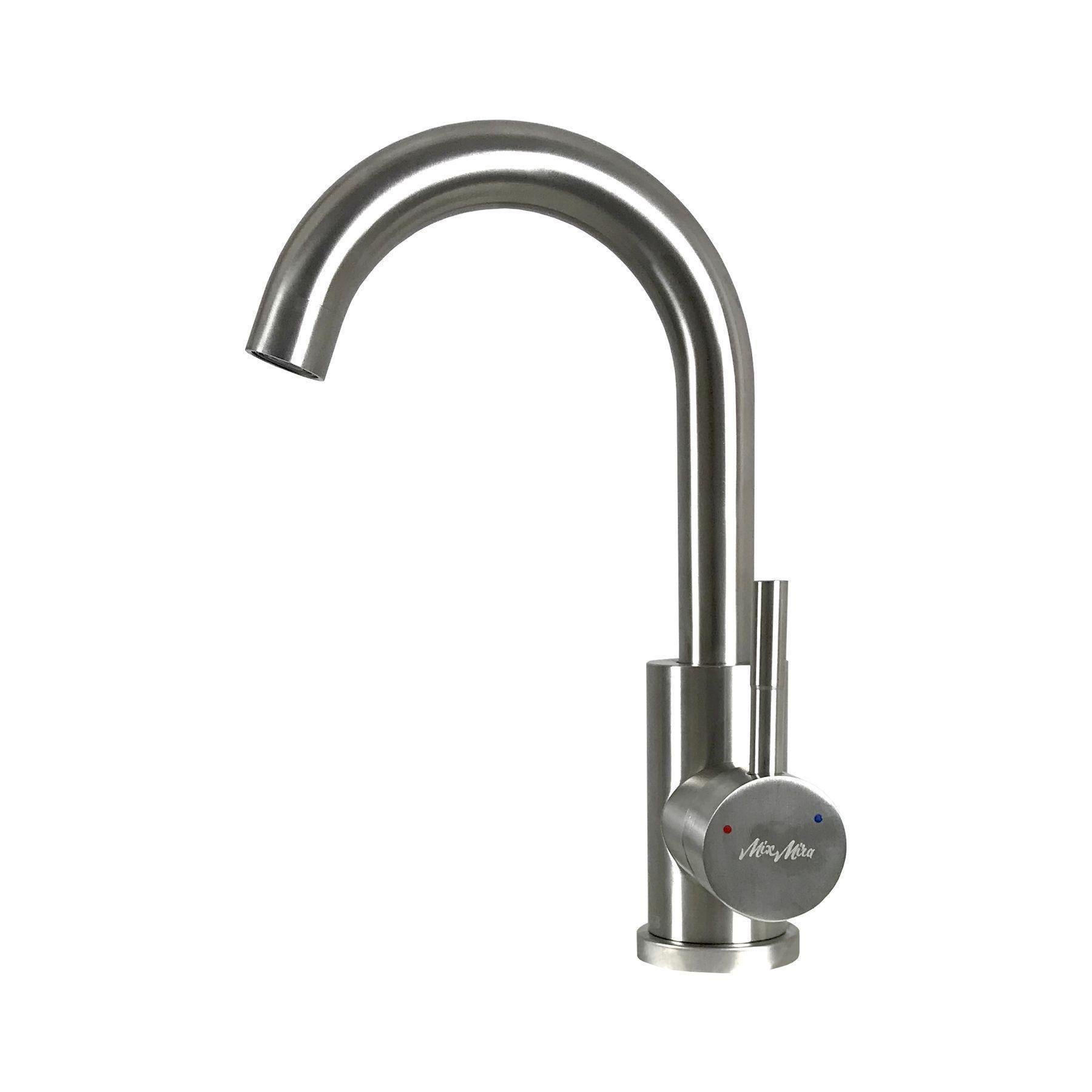 Смеситель для умывальника MixMIRA нержавеющая сталь Сатин (21156)