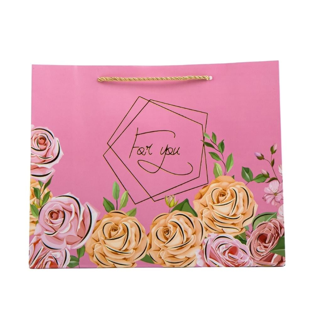 Набор подарочных пакетов Elisey Цветочная роскошь 32х26 см 4 шт. Розовый (9069-017) - фото 1
