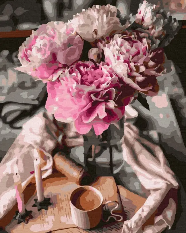 Картина по номерам Brushme Пионы и кофе 40x50 см (BRM43792)