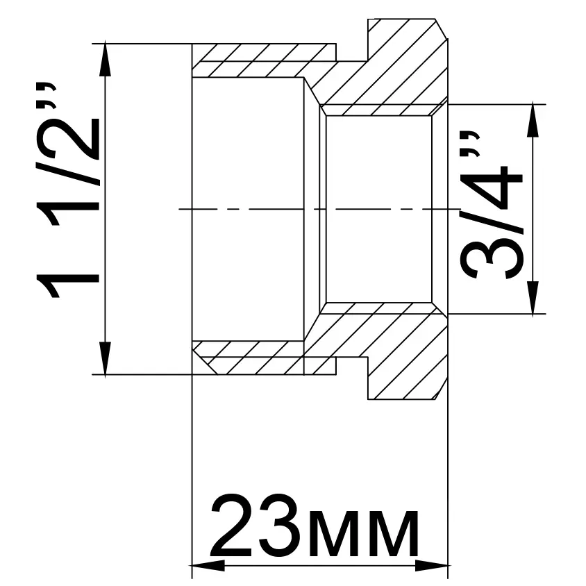 Футорка латунная 1 1/2″ЗРх3/4″ВР литейная (724Б) - фото 4