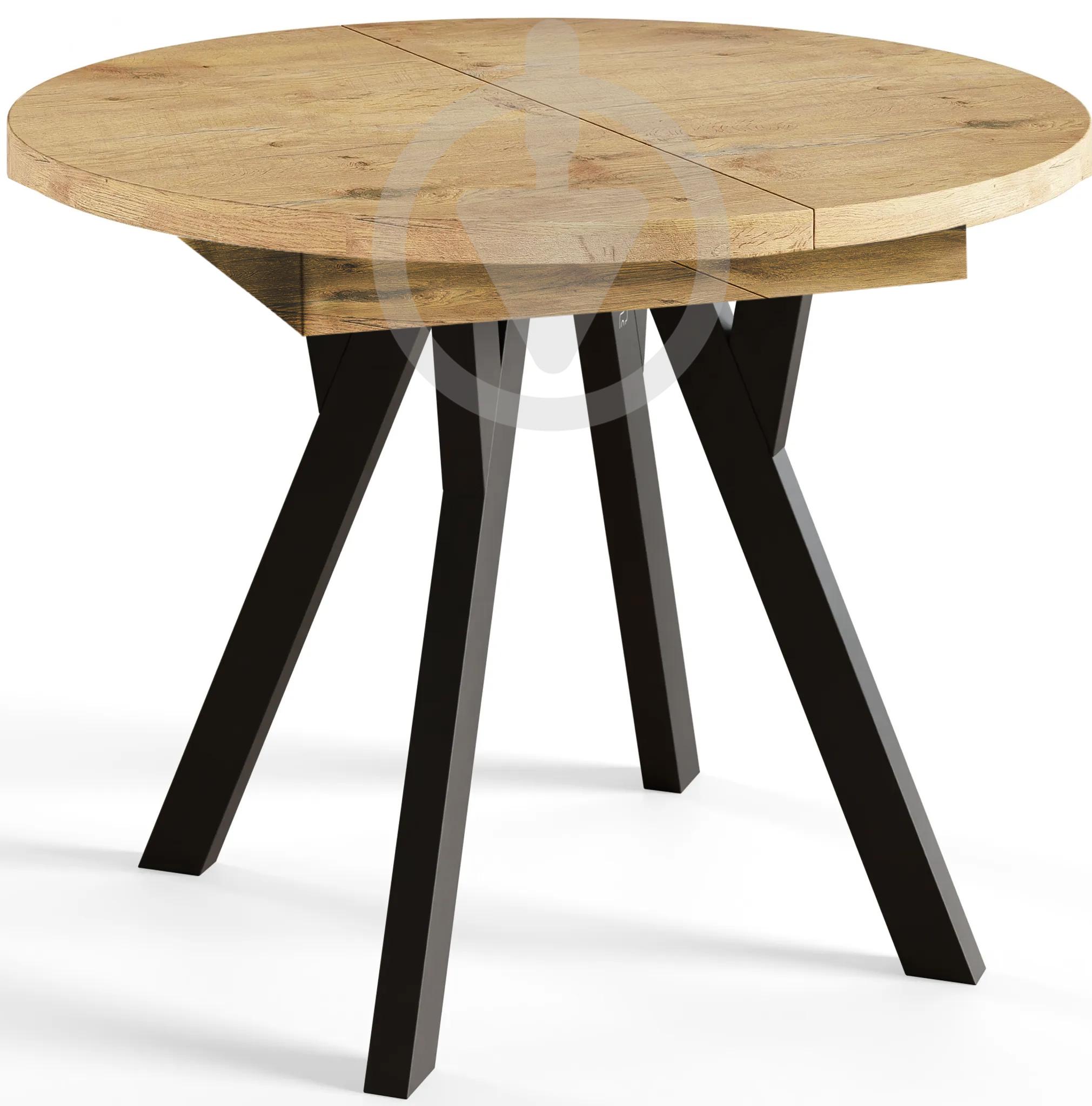 Стол кухонный раскладной RoMax Lite Slide Loft 80x80 см Дуб Крафт Золотой/Черный - фото 1