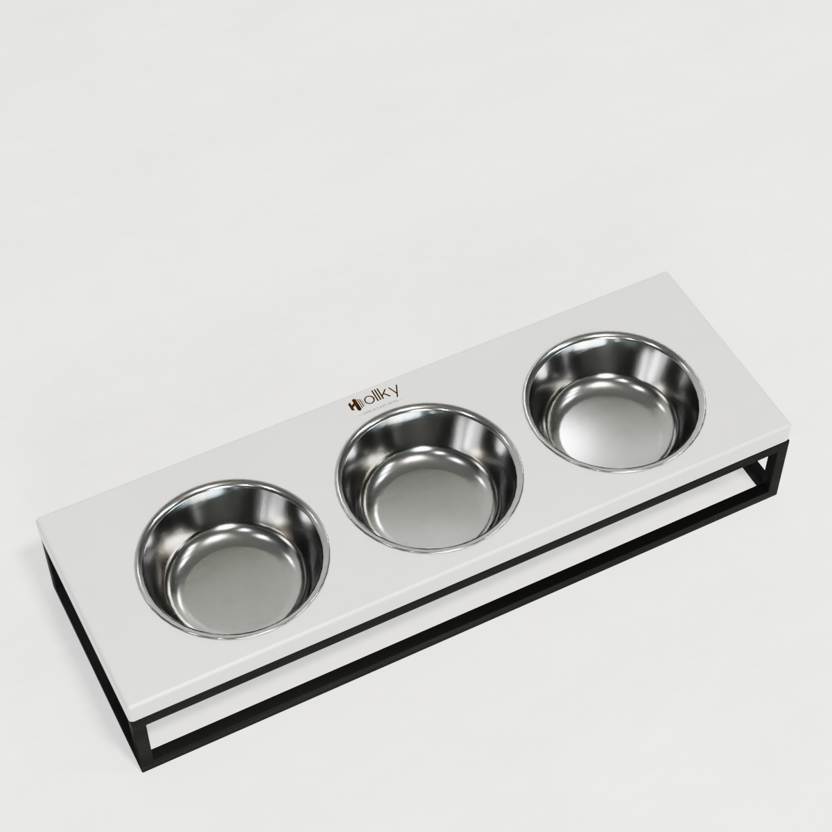 Миски на подставке для котов и маленьких собак Hollky Base Bar 3х0,45 л (Bar-54187-BLWH) - фото 6