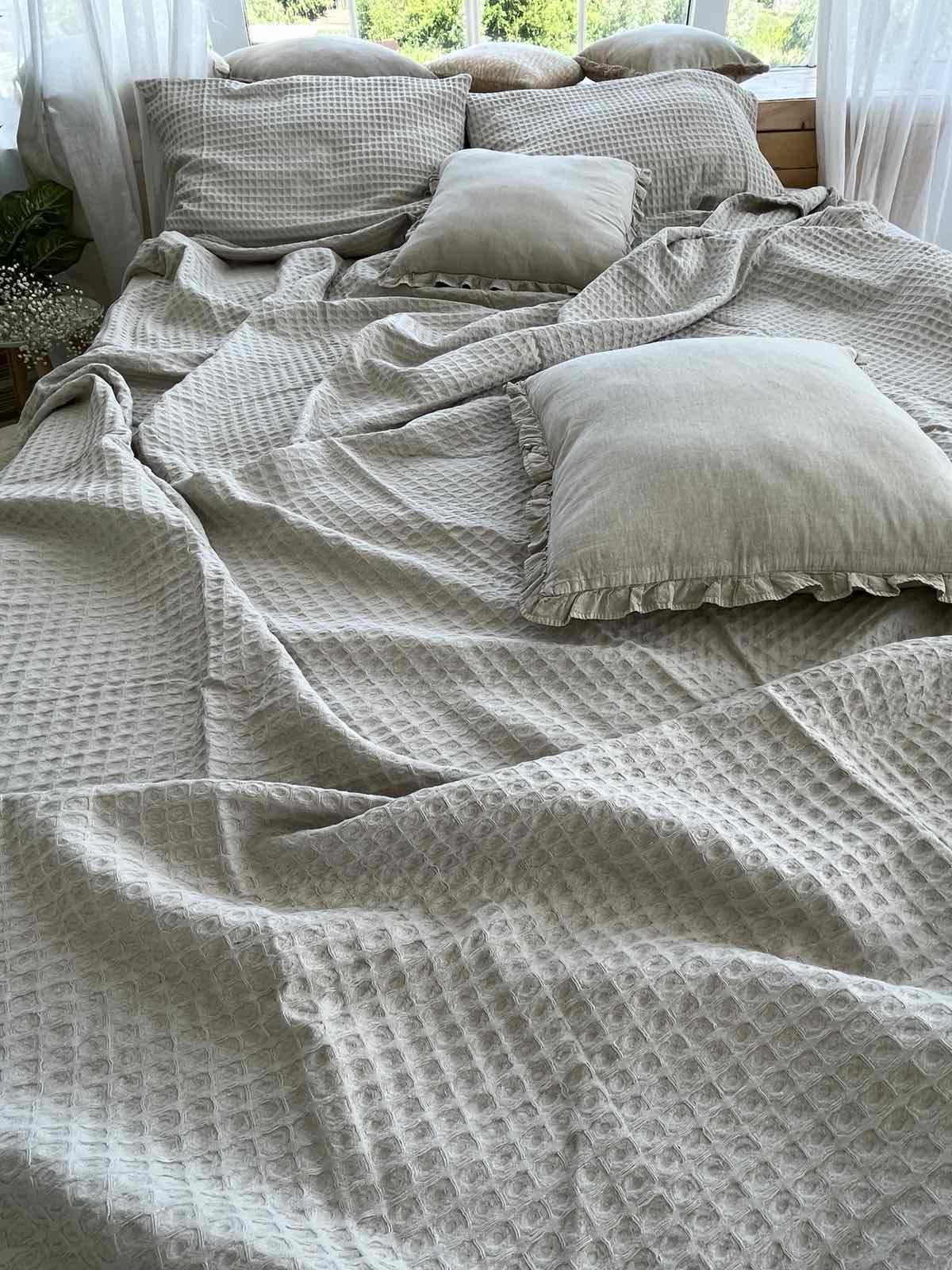 Покрывало ZEINTEX Greece вафельное 220х240 см Серо-бежевый (18094216) - фото 5