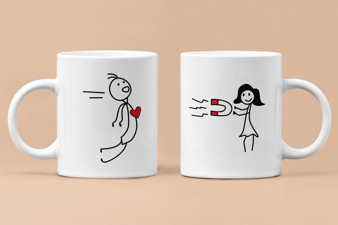 Чашки парные Магнит любви для влюбленных 330 мл Белый (ВЛ3Ч)