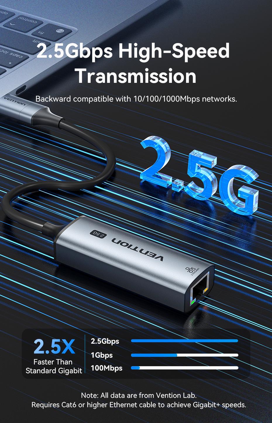 Адаптер сетевой Vention 2.5 гбит/с 0.15 м Серый (CFUHB) - фото 4