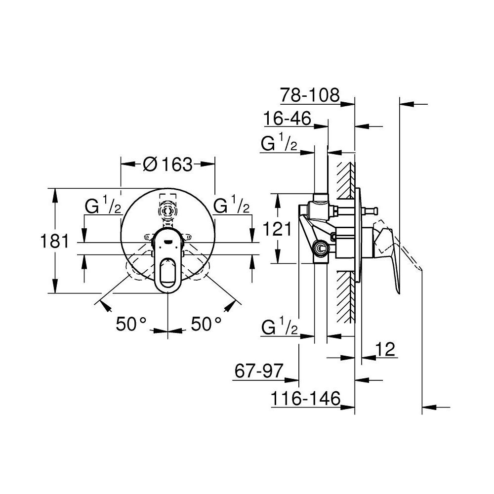 Смеситель скрытого монтажа Grohe BauLoop 29081000 CV031172 с переключателем Хром (161955) - фото 2