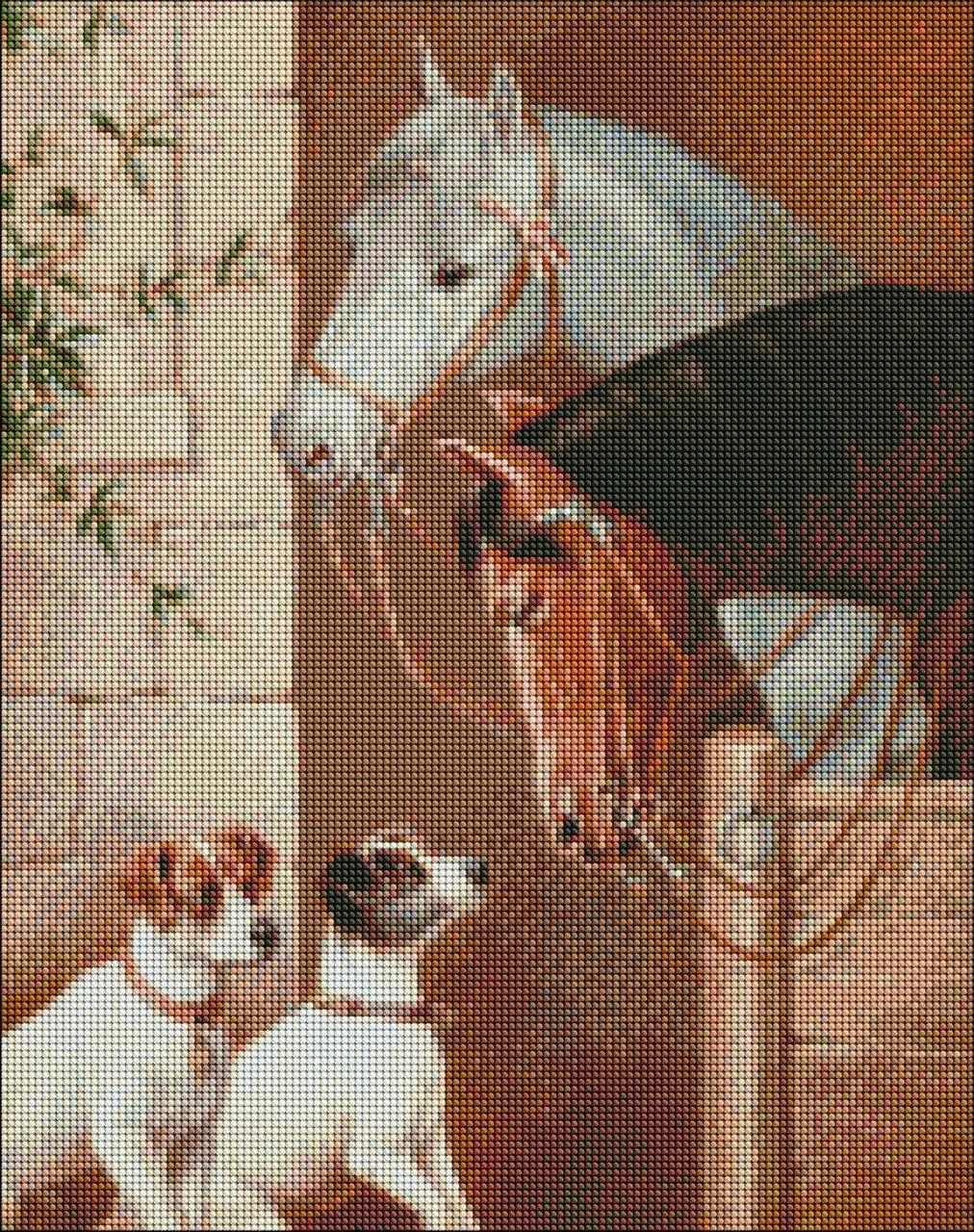 Мозаика алмазная/вышивка Лошади и собачки 40x50 см (AMO7295)