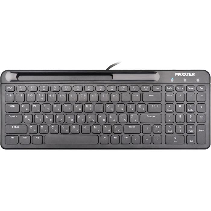 Клавиатура проводная Maxxter KB-01B-RU USB-A 100 клавиш 1,8 м ENG/UKR Black (36522089)