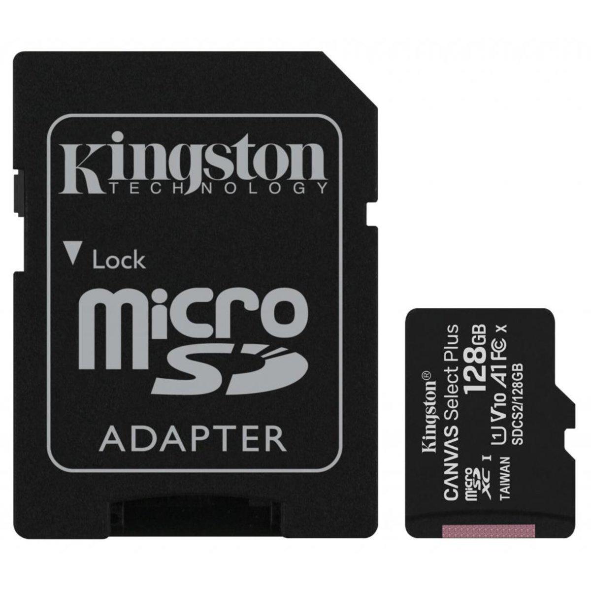 Карта памяти Kingston 128 Гб microSDXC Canvas Select Plus с SD адаптером (SDCS2/128GB)