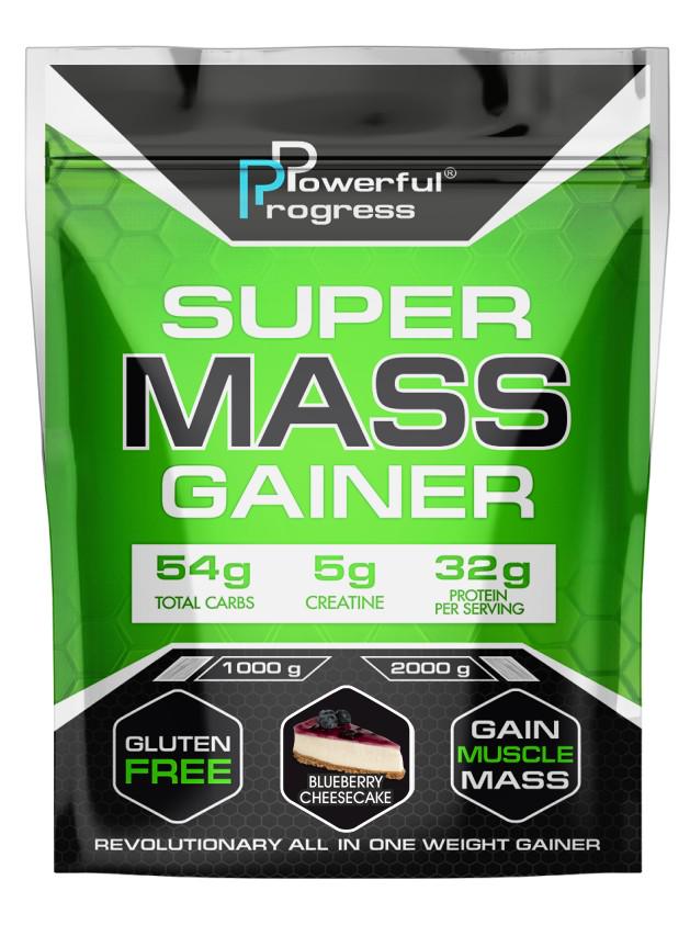 Гейнер высокобелковый Powerful Progress Super Mass Gainer 1 кг Черничный Чизкейк (08198-11)