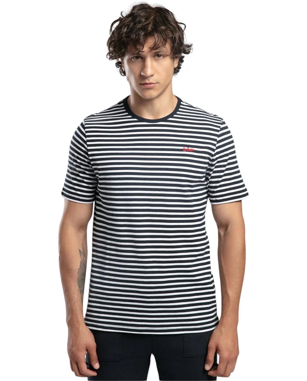 Футболка мужская Lee Cooper Skyler 252LCM242063.2544 в полоску M Бело-черный (8682272628315)