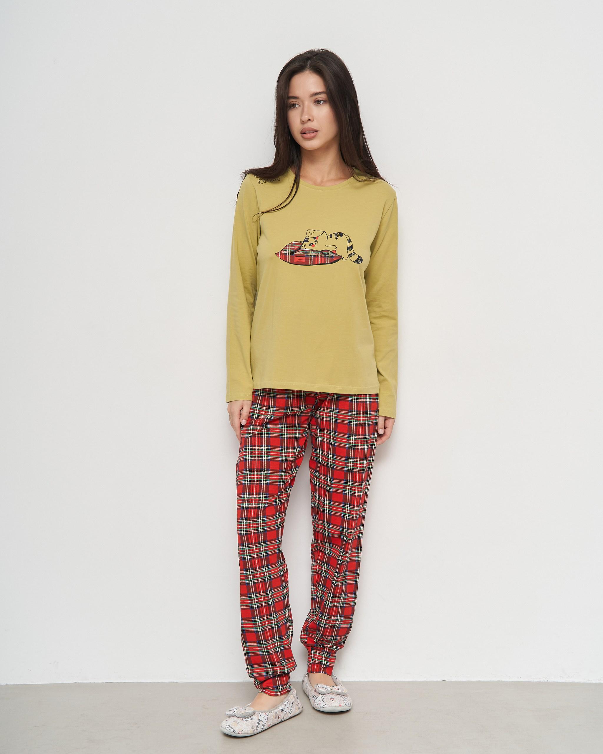 Пижама женская с брюками Спящий кот XL (96687)
