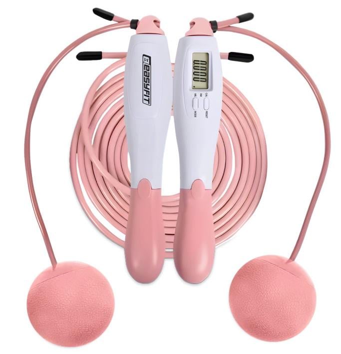 Скакалка со счетчиком EasyFit TwinRope 2,8 м Белый/Розовый (EF-1909-WP)