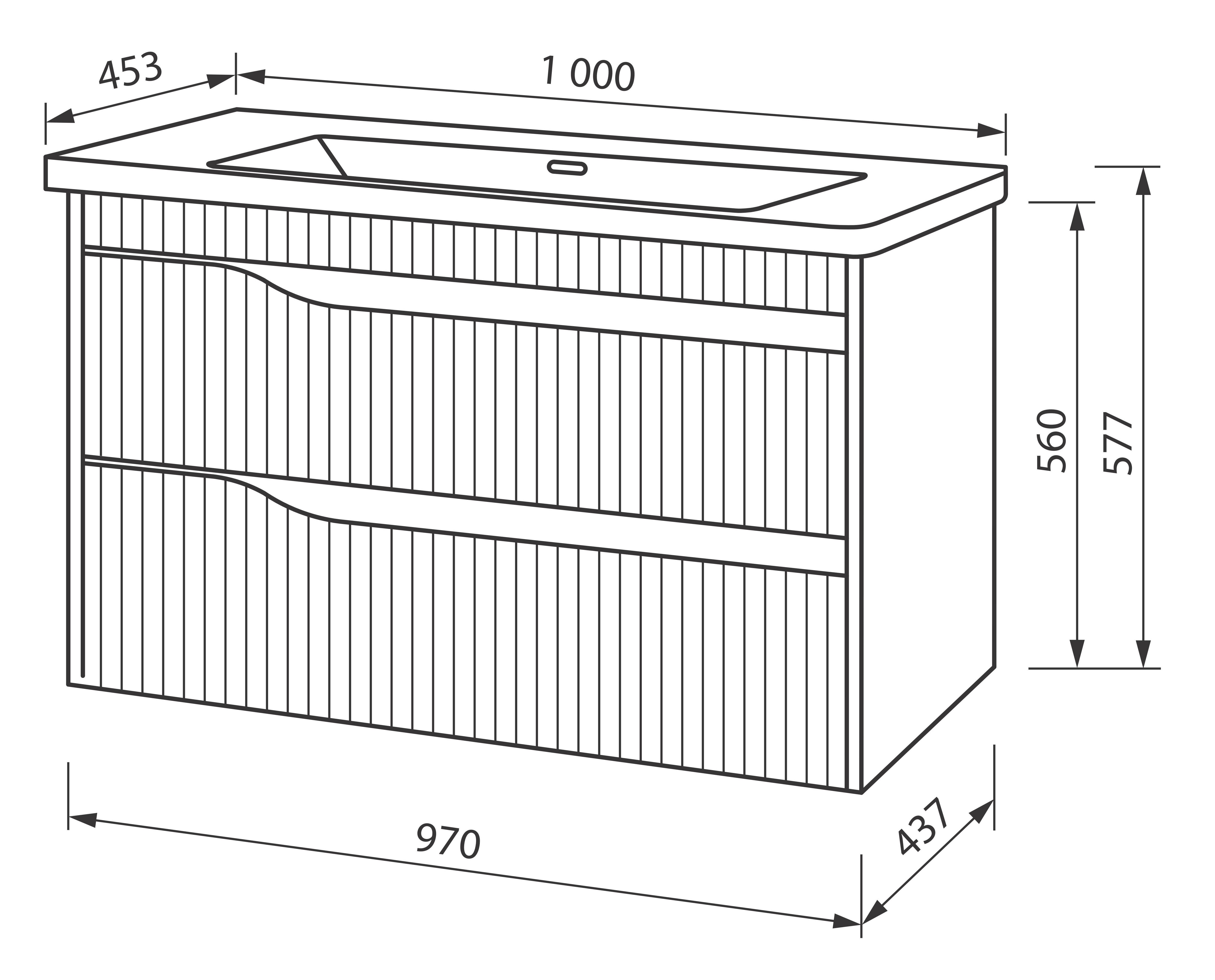 Тумба ЮВВИС Florence ТП-2 Д с умывальником Канте 100 см Антрацит матовый (UVV139) - фото 3 Тумба ЮВВИС Florence ТП-2 Д с умывальником Канте 100 см Антрацит матовый (UVV139) - фото 3
