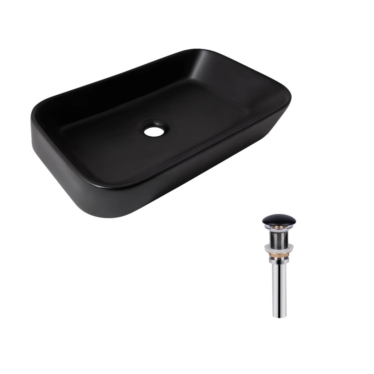 Раковина Qtap Scorpio накладная прямоугольная с донным клапаном PU03 550х390х120 мм Matt Black (2612632449)