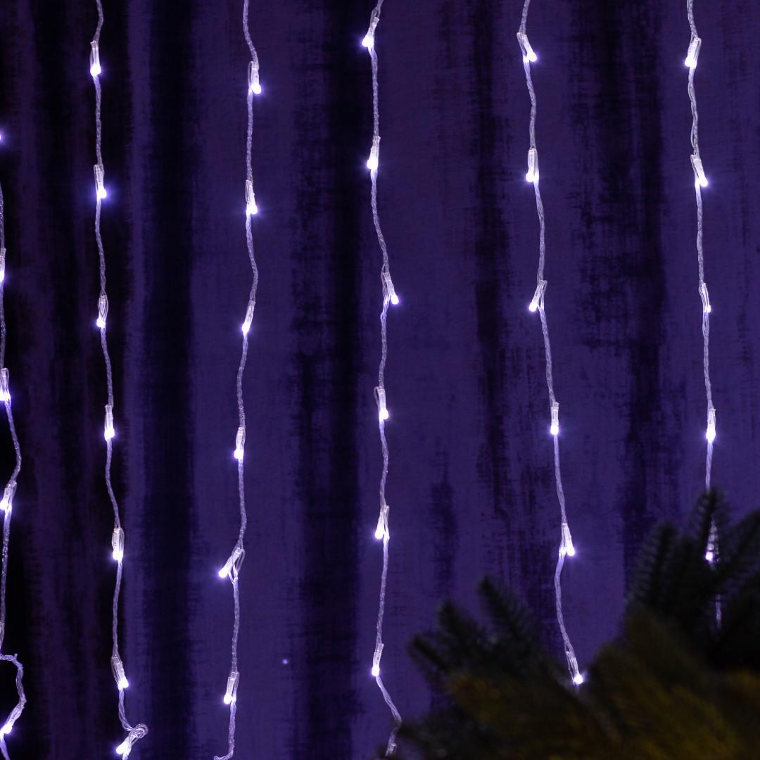 Гирлянда Водопад 3х2 м 210 LED 480 L лампочек светодиодная прозрачный провод 10 нитей 8 режимов Белый