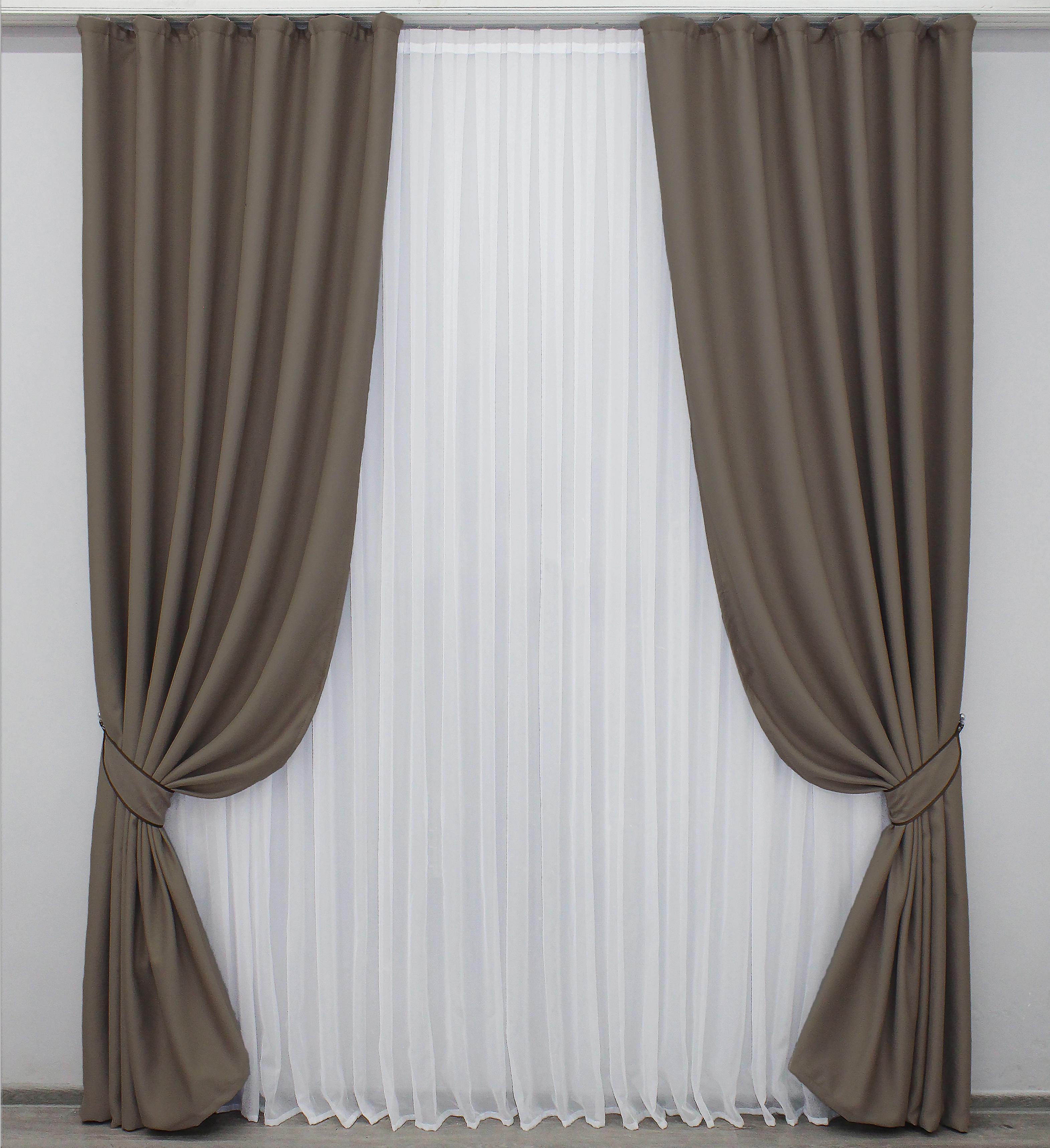 Комплект готовых штор VR-Textil Блэкаут Bagema Rvs № 1289ш 100х270 см 2 шт. Какао (31-557) - фото 1