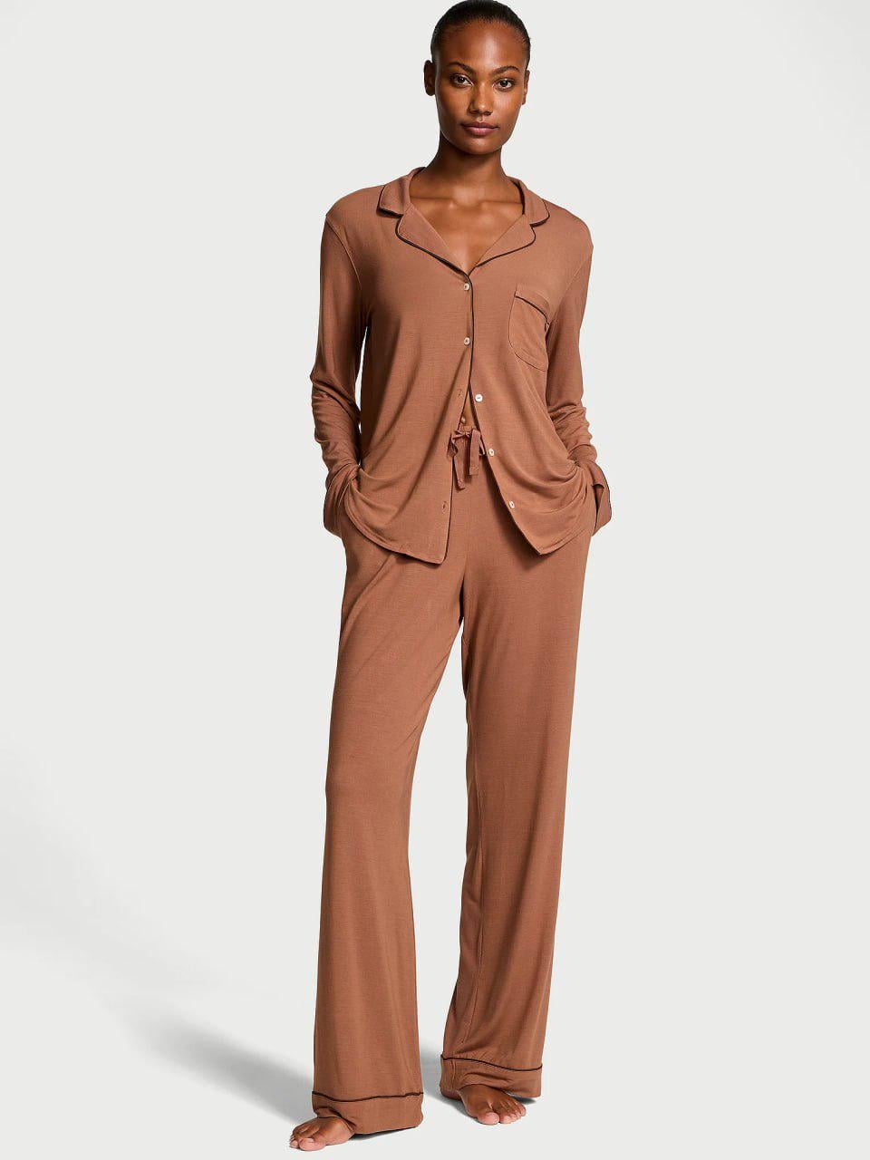 Пижама модал Victoria's Secret Modal Soft Long Pajama Set Long Long XS Коричневый (2671350D)