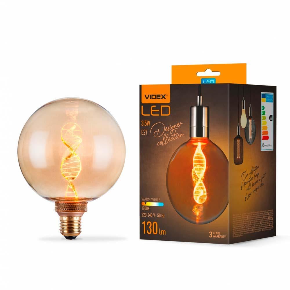 Лампа світлодіодна Videx Filament VL-DNA-G125-A 3,5W E27 1800K Amber (27844554)