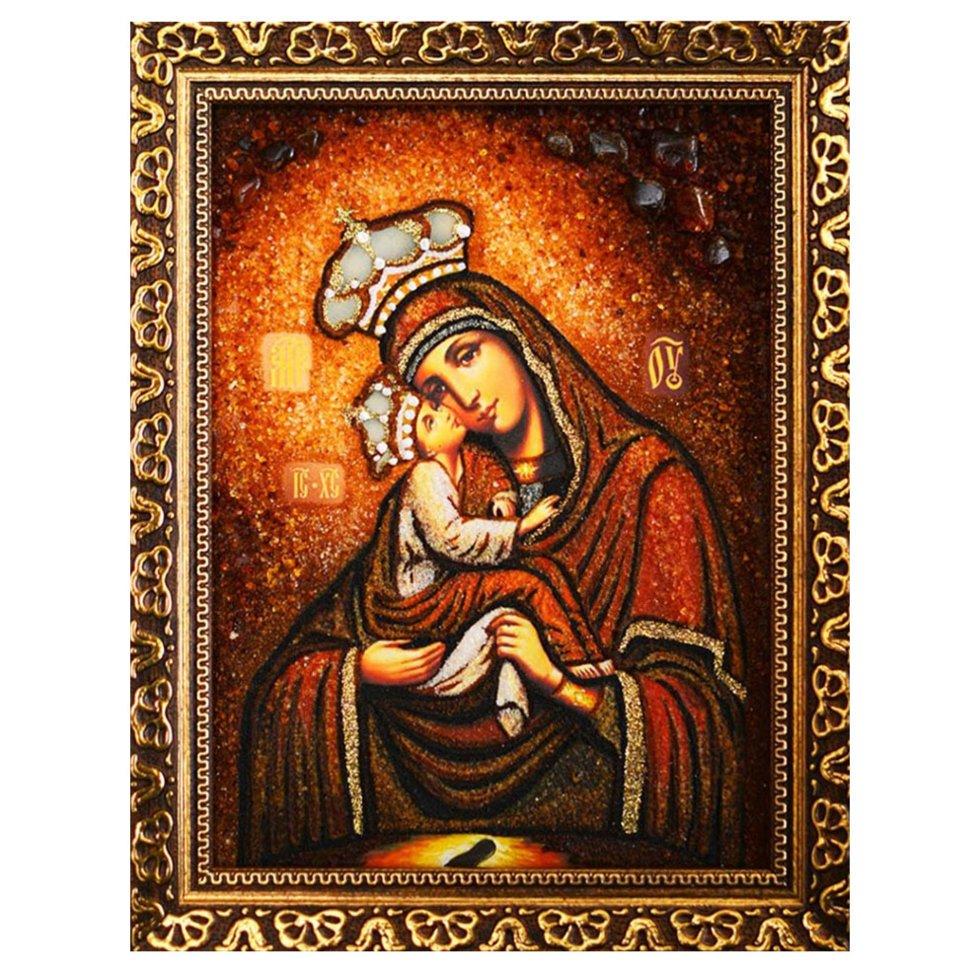 Икона Богородица Почаевская янтарная 20х30 (Б0014-20х30)